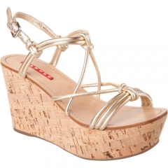 Prada Linea Rossa Cork Wedge Sandal at Barneys