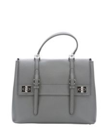 Prada Marble Grey Leather Buckle Detail Convertible Tote Bag at Bluefly