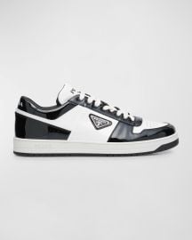 Prada Menx27s Downtown Patent Leather Low-Top Sneakers at Neiman Marcus