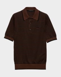 Prada Menx27s Striped Cotton Short-Sleeve Polo Shirt at Neiman Marcus