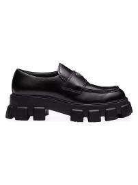 Prada Monolith Brushed Leather Loafers at Saks Fifth Avenue