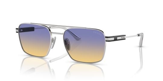 Prada PR 67ZS L 56 - 18 with Yellow lenses and Silver frame Sunglass Hut at Sunglass Hut