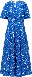 Prada Printed Poplin Midi dress In Light Blue white at Cettire