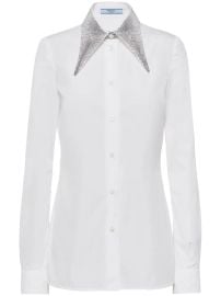 Prada Rhinestone embellished cotton shirt at Farfetch