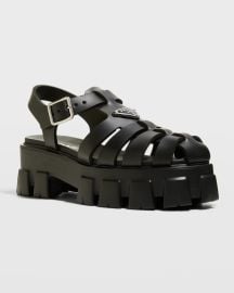 Prada Rubber Logo Chunky-Sole Fisherman Sandals at Neiman Marcus