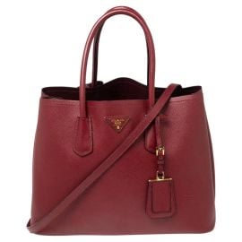 Prada Saffiano Double Tote Bag burgundy at 1stdibs