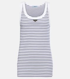 Prada Striped Cotton Jersey Tank Top at Mytheresa