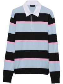 Prada Striped Polo Shirt Black at Farfetch