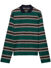 Prada Striped Polo Shirt Green at Farfetch