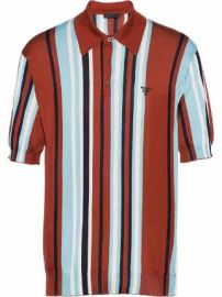 Prada Striped Silk Polo Shirt - at Farfetch