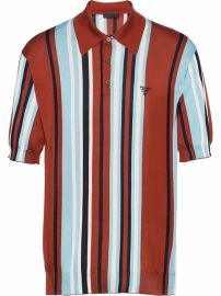 Prada Striped Silk Polo Shirt at Farfetch