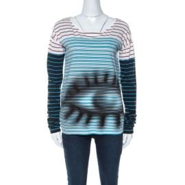 Prada Stripes And Eye Print Cotton Long Sleeve T Shirt at The Luxury Closet