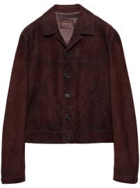 Prada Suede Shirt Jacket Red at Farfetch