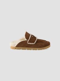 Prada Suede and Shearling Mules | Saks Fifth Avenue at Saks Fifth Avenue