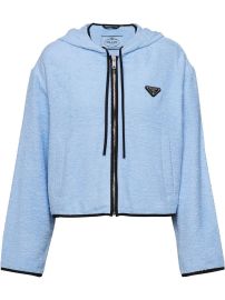 Prada Terry Cloth Hooded Jacket Blue - at Bergdorf Goodman