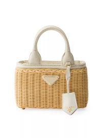 Prada Woven Fabric and Linen Blend Mini Tote Bag at Saks Fifth Avenue