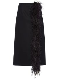 Prada feather-trimmed Wool Midi Skirt - Farfetch at Farfetch