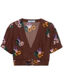 Prada floral-print Cropped Top Brown at Farfetch