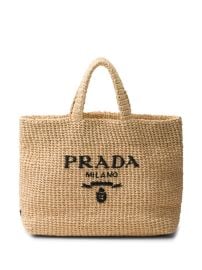 Prada logo-embroidered Crochet Tote Bag - at Farfetch