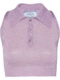 Prada lurex-knit Cropped Polo Shirt - at Farfetch