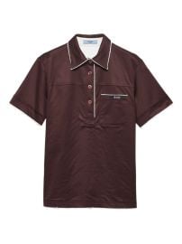 Prada patch-pocket raw-cut Polo Top Brown at Farfetch