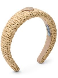 Prada triangle-logo crochet-knit Headband Neutrals ID at Farfetch