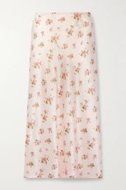 Pratt Floral-Print Silk-Satin Midi Skirt by Reformation at Net A Porter