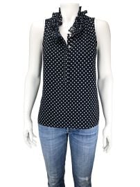 Pre-Loved J Crew Factory Womens Polka Dot Ruffle Top NavyWhite Size 00 Elle amp Beck at Elle and Beck