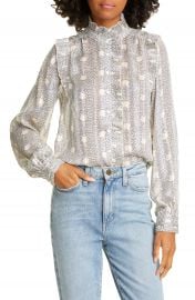 Precious Pleated Ruffle Detail Long Sleeve Blouse by BaSh at Nordstrom Rack