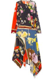 Preen Line   Kara asymmetric printed crepe de chine midi dress at Net A Porter