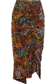 Preen by Thornton Bregazzi - Aaliyah ruched floral-print stretch-crepe midi skirt at Net A Porter