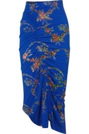 Preen by Thornton Bregazzi - Tracy ruched floral-print stretch-crepe midi skirt at Net A Porter