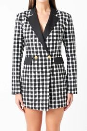 Premium Houndstooth Blazer Romper at Endless Rose