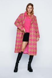 Premium Oversized Houndstooth Double Breasted Coat at Nasty Gal