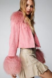 Premium Suede And Shearling Jacket at Nasty Gal