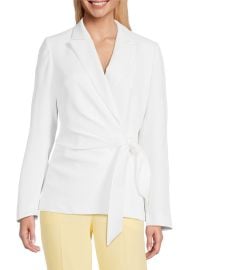 Preston & York Martha Wrap Crepe Long Sleeve Point Collar Jacket at Dillards