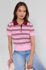 Preston Pink Striped Polo Top Avara at Avara