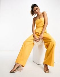 Pretty Lavish bandeau jumpsuit with pockets in orange ASOS at ASOS