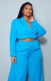 Pretty Little Thing Plus Size Oversized Cross Front Crop Blazer at Pretty Little Thing