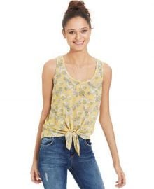 Pretty Rebellious Juniors Tie-Front Tank Top in Yellow at Macys