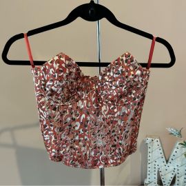 PrettyLittleThing Tops Pretty Little Thing Orange Woven Metallic Leopard Print Pointed Corset Nwt Poshmark at Poshmark