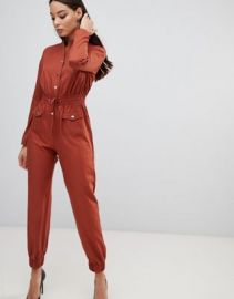 PrettyLittleThing utility jumpsuit in tan   ASOS at Asos