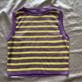 Primark Tops Primark Purple And Green Striped Cropped Tank Poshmark at Poshmark