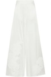 Primrose Hill appliquéd stretch-silk satin pajama pants at The Outnet