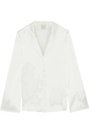 Primrose Hill appliquéd stretch-silk satin pajama shirt at The Outnet