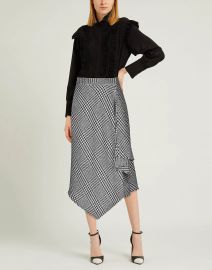 Prince Of Wales Check Flared Wraparound Skirt by Celine at Yoox