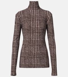 Prince of Wales check turtleneck top in brown - Norma Kamali at Mytheresa