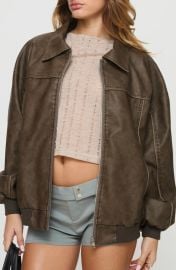 Princess Polly Goldsmith Water Repellent Faux Leather Jacket at Nordstrom