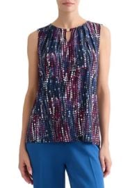 Print Keyhole Sleeveless Top in Cerise at Belk
