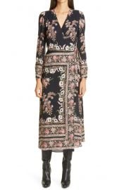 Print Long Sleeve Jersey Wrap Dress at Nordstrom